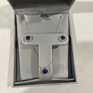 Sapphire necklace and earrings set
